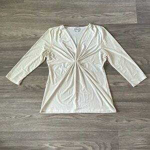 Chaus - M - 3/4 Sleeve Slightly Sheer Cream Blouse